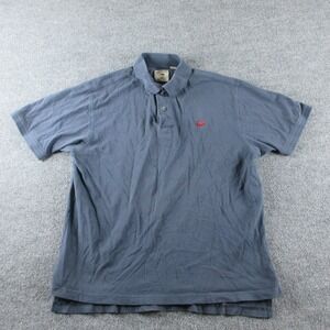 Perlis Polo Shirt Mens M Blue Short Sleeve Cotton Crawfish Logo Casual Pique